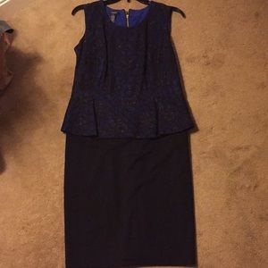 Blue and black lace cocktail dress
